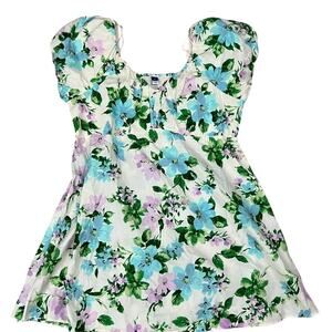 Old Navy Mindy Twill Dress Mini Puff Sleeve Milkmaid Babydoll Coquette Size XL